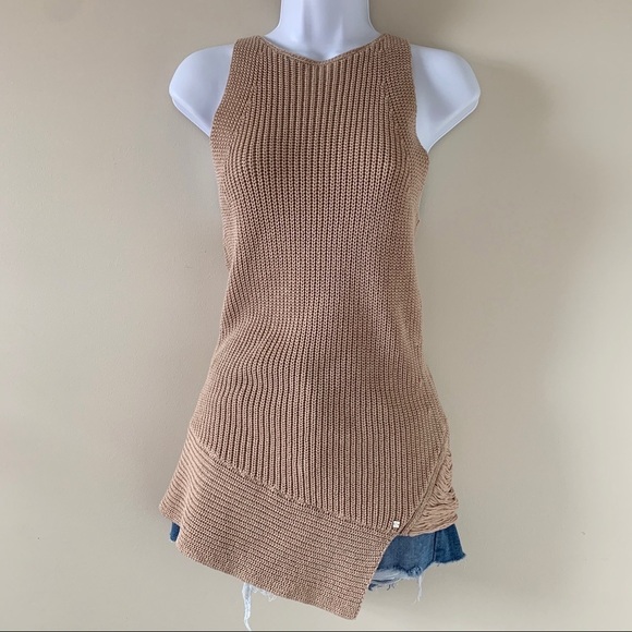 Revolve One Grey Day Victoria Top Sleeveless Knit Sweater Brown Latte XS - Picture 4 of 16